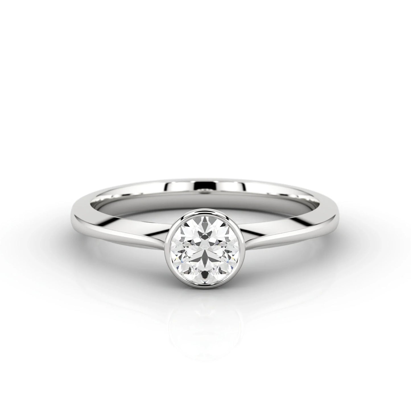 Choose your own diamond – Round Brilliant-Cut Diamond Bezel-Set Engagement Ring in 100% Recycled Platinum-78601384
