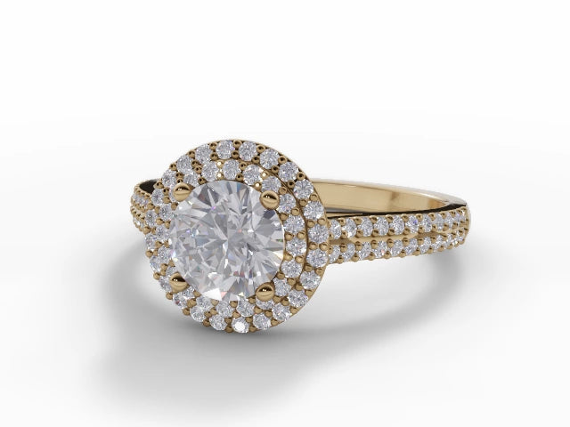 Certified Round Brilliant-Cut Diamond Halo Cluster Diamond Engagement Ring . Your Choice of Metal & Lab-Grown or Natural Diamond.